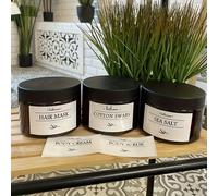 TEMU Juego de Tarros Cosméticos para Baño de 300ml con Sal de Baño, Exfoliante Corporal, Mascarilla Capilar y Recipientes para Loción Corporal Incluyendo Etiquetas Impermeables