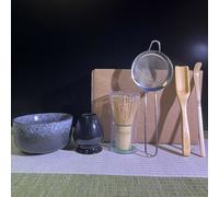 TEMU Juego de té Matcha de 6 piezas, Whisky Matcha, de bambú y caddy, Soporte de whisky de cerámica, Colador, Kit de de Matcha a