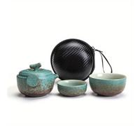 TEMU Juego de té portátil para viaje | Tetera de cerámica verde y para camping al y viajes de negocios - WEN ZHE