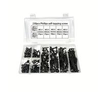 TEMU Juego de tornillos autorroscantes avellanados en cruz M3.5 negros de 105/230 piezas | Tornillos para paneles de yeso de resistencia, clavos para paneles de yeso, galvanizado