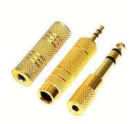 TEMU Juego de tres adaptadores de audio: 6. a 3.5 mm hembra, 3.5 mm a 6. hembra y un adaptador hembra a hembra de 3.5 mm, diseñado para conversión TRS estéreo