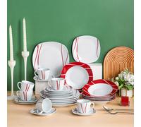 TEMU Juego de Vajilla de Porcelana de 30 Piezas, Elegante Juego de Vajilla Blanca con Principal, de Postre, Taza, Juego de Vajilla para 6 , para Microondas