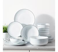 TEMU Juego de vajilla de porcelana gourmet de 24 piezas, moderno con negro, juego de platos redondos para 6 - Juegos de platos y tazones premium para postre, ensalada, sopa, pasta