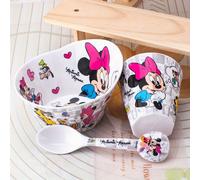 TEMU Juego de Vajilla Disney de 3 Piezas y Taza, Platos de Cena de Plástico, Bandeja de Snacks de Dibujos Animados de Frutas para Regalo