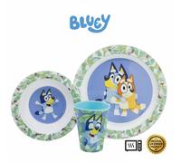 TEMU Juego de vajilla infantil reutilizable de dos - Juego de 3 piezas: , cuenco y taza para niños y bebés BLUEY