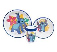 TEMU Juego de vajilla infantil reutilizable de dos - Juego de 3 piezas: , cuenco y taza para niños y bebés con base antideslizante - (Edición STITCH)
