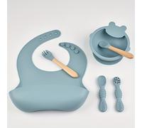 TEMU Juego de vajilla para niños con de silicona para alimentos, para pasta de arroz, juego completo de herramientas complementarias para , babero impermeable antimanchas con