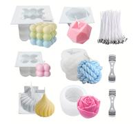 TEMU Juego de velas con un total de 108 piezas de moldes de silicona, incluyendo 6 moldes de velas 3D, de vela, 2 clips para