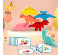 TEMU Juego de y Apilamiento de Dinosaurios de Madera para Niños, Mejora la Coordinación -Ojo - Idea de Regalo