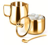 TEMU Juego de y Crema, Recipiente para e Jarra espumadora con en acero inoxidable accesorios ideales para máquina espresso (Dorado)