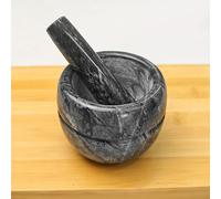 TEMU Juego de y de Piedra Natural Premium - Cuenco Uso, Base Antideslizante e Interior Semi-, Acabado Libre de Químicos. Ideal para Especias, Hierbas, Ajo, Pimienta y de Frutas. Duradero (2 Colores)