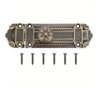 TEMU Juego de y perno de puerta de metal de resistencia estilo vintage - Diseño de floral, deslizante para asegurar ventanas/puertas de entrada, sin batería, fácil instalación, acabado
