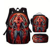TEMU Juego Original de Marvel Spider-Man: Mochila Estilo Anime, Bandolera, Estuche para Lápices, Bolso Casual Universitario y Organizador de Viaje (3 Piezas)