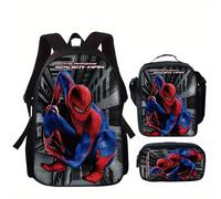 TEMU Juego Original de Marvel Spider-Man: Mochila Estilo Anime, Bandolera, Estuche para Lápices, Bolso Casual Universitario y Organizador de Viaje (3 Piezas)