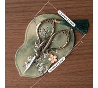 TEMU Juego práctico de almacenamiento para tijeras, hojas afiladas de acero inoxidable, bolsa de almacenamiento de brocado, herramienta para recorte de punto de cruz/papel/hilo