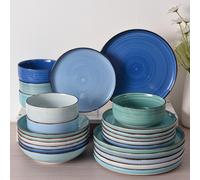 TEMU Juegos de Cena de 24 Piezas, Juego de Platos y para 6 , Vajilla Redonda Resistente a Arañazos, para Lavavajillas y Microondas, Accesorios de Cocina