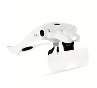 TEMU JUEMEL Lupa de Cabeza con Ajustable, con 5 Lentes Intercambiables que Van desde 1.0X a 3.5X, Ideal para Leer, Reparaciones, Fabricación de Joyas, Electrónico y Manualidades