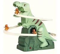 TEMU Juguete de Escaleras para Dinosaurios con y Luces, Tobogán Montaña Eléctrico, Juego de Pista de Carrera Infantil, Regalo Divertido para Halloween/Navidad