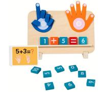 TEMU Juguete de madera para dedos, juguete educativo de madera, matemáticas los dedos, con 10 tarjetas de cara, adecuado para niños de 3 a 6 años