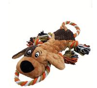 TEMU Juguete de peluche de cuerda interactivo para perros - , lindo perro marrón con cuerda , ideal para todas las , juguete de mascota | Juguete interactivo para perros |