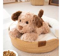 TEMU Juguete de Perro de Peluche Kawaii - Cojín de Poliéster de " en Marrón , , Negro - Regalo Ideal para Niños en Halloween y Navidad