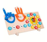 TEMU Juguete educativo interactivo con reloj de madera y tablero de de dedos, diseñado para enseñar el y habilidades básicas de matemáticas a través de un divertido juego de y para niños de 3 años en