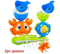 TEMU Juguete interactivo de molinillo de para bebés y niños pequeños | Equipado con ventosas fuertes, juguete giratorio para el baño para en , con 2 cucharas, color mezclado