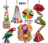 TEMU Juguete para Loros Columpio de Entretenimiento Artefacto para el Aburrimiento 5pcs Set de Escalada Cepillado