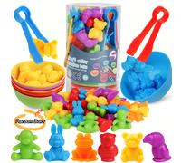 TEMU Juguetes de Animales, Juego de Emparejamiento y Clasificación en Cuencos, Conjunto Sensorial para el Juego Matemático con Colores, Regalo para Niños de 3 Años en