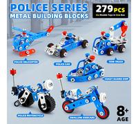 TEMU Juguetes de construcción de para niños de 8 a 12 años, juguetes de policía, 6 mini modelos de metal para niños, set Erector para niños, kit de ciencia de , regalos educativos