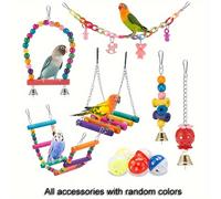 TEMU Juguetes para Periquitos, Columbina, , , y Pinzones: Hamaca Colgante, Escalera de Escalada y Juguete para , Coloridos, Adecuados para Jaulas de Aves