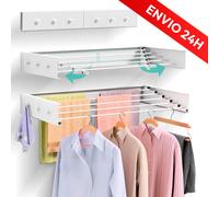 TEMU JUPPLIES Tendedero Pared Plegable Retractil 80cm | Tendederos Plegables de Pared para Interior o Exterior | Ahorra de con Diseño Compacto de 30 kg de Capacidad