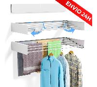 TEMU JUPPLIES Tendedero Pared Plegable Retractil | Tendederos Plegables de Pared para Interior o Exterior | Ahorra de con Diseño Compacto de 30 kg de Capacidad
