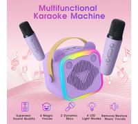 TEMU Karaoke Portátil Mini 2025 - de Karaoke con 2 Micrófonos Inalámbricos - Luces LED Coloridas - Carga USB - Equipo de Karaoke Moderno - Ideal para Fiestas en Casa y