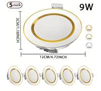 TEMU Kasotile 5 piezas de luces LED empotradas de 4 pulgadas, ajustable, 3000K-6000K 3 temperaturas de color, 850 de , 7W/9W AC 85-265V, luces de techo redondas de cristal sin tubo ultradelgadas