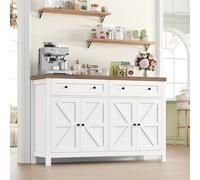 TEMU Kealive 140Cm Mesa Auxiliar, Unidades de Almacenamiento de Cocina con Estante Ajustable, Gabinete de Bufé con 2 Cajones y 4 Puertas, Diseño Contemporáneo para Cocina, y Pasillo