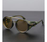 TEMU KEITHION Gafas Redondas Vintage Retro a Prueba de Viento Estilo Steampunk para con Gafas de Cuero