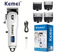 TEMU Kemei KM-232 Versión Profesional de Cortapelos, Recortadora de Pelo Recargable por USB con LCD para Hombres