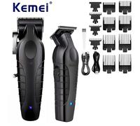 TEMU Kemei - Set de recortadora eléctrica profesional inalámbrica con cuchilla de 0 mm/0 pulgadas, carga USB y antideslizante.