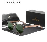 TEMU KINGSEVEN Gafas de madera de nogal negro hechas a para hombres, polarizadas, semihojas, gafas retro para mujeres
