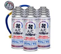 TEMU KIT AC RENEW - Gas Aire Acondicionado Coche (Pack de 12 Unidades con manómetro)
