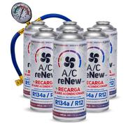 TEMU KIT AC RENEW - Gas Aire Acondicionado Coche (Pack de 6 Unidades con manómetro)