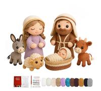 TEMU Kit Completo de Crochet DIY con Patrones de Jesús, , , Ovejas y - Set de Amigurumi Religioso para , Hilo y Ganchillos para Manualidades en Todas (Figuras de Crochet Sin Terminar)