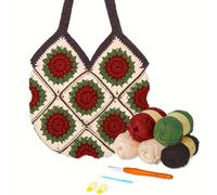 TEMU Kit Completo de Crochet para Principiantes y Avanzados - Hilo, Gancho y Tutoriales en Video - Set de Bolsa Tote de Cuadrado de con Diseño de , Kit de Tejido