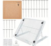 TEMU Kit Completo de Macramé de 8x8'' con Soporte Ajustable, Alfileres y Clips - Tablero de Madera Duradero para Trenzar, Cordones y de Joyas