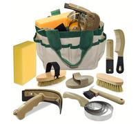 TEMU Kit Completo de para Caballos de 9 Piezas con Bolsa de Transporte, Juego de Cepillos para y Baño Efectivo, Suministros Profesionales para el Cuidado del Pelaje de Equinos para