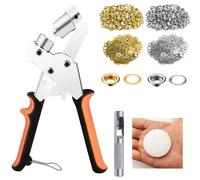 TEMU Kit Completo de Perforación de Ojales con 200pcs Ojales de 10mm - Juego Versátil de Grommet para Bricolaje de Lona, Tela, Artesanías de Cuero Sintético y Reparaciones