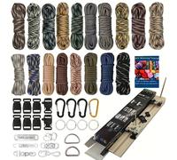 TEMU Kit Completo de Tejido con Cuerda para Exteriores de 7 con Guía Tutorial - Ideal para Pulseras, Llaveros y Más - Colores Variados