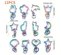 TEMU Kit de 12 estilos diferentes de llaveros coloridos en aleación de , 12 cadenas de langosta metálicas variadas, llaveros y accesorios DIY para manualidades y San Valentín/Navidad