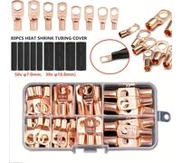 TEMU Kit de 140 piezas de conectores de terminal de cobre Crimp, cable sin cargo Conector de anillo de cable, conjunto de bloque de crimpado eléctrico SC6-25 para cableado eléctrico